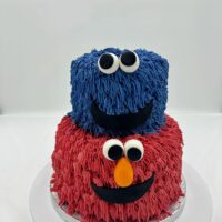 2 Tier Elmo & The Cookie Monster Cake
