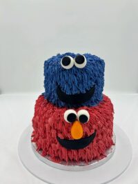 2 Tier Elmo & The Cookie Monster Cake