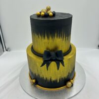 2 Tier Black & Gold Cake