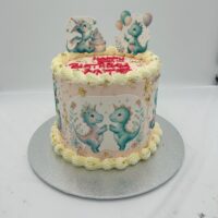 Tall Girly Pastel Dino Cake