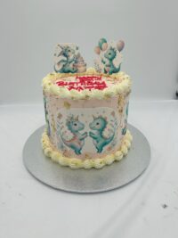 Tall Girly Pastel Dino Cake