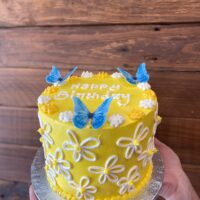 Tall Daisy & Butterfly Cake