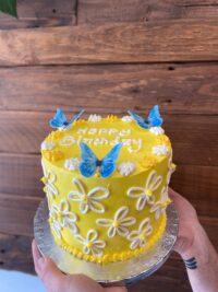 Tall Daisy & Butterfly Cake