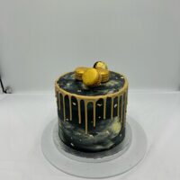 Gold Drip Black & White Cake